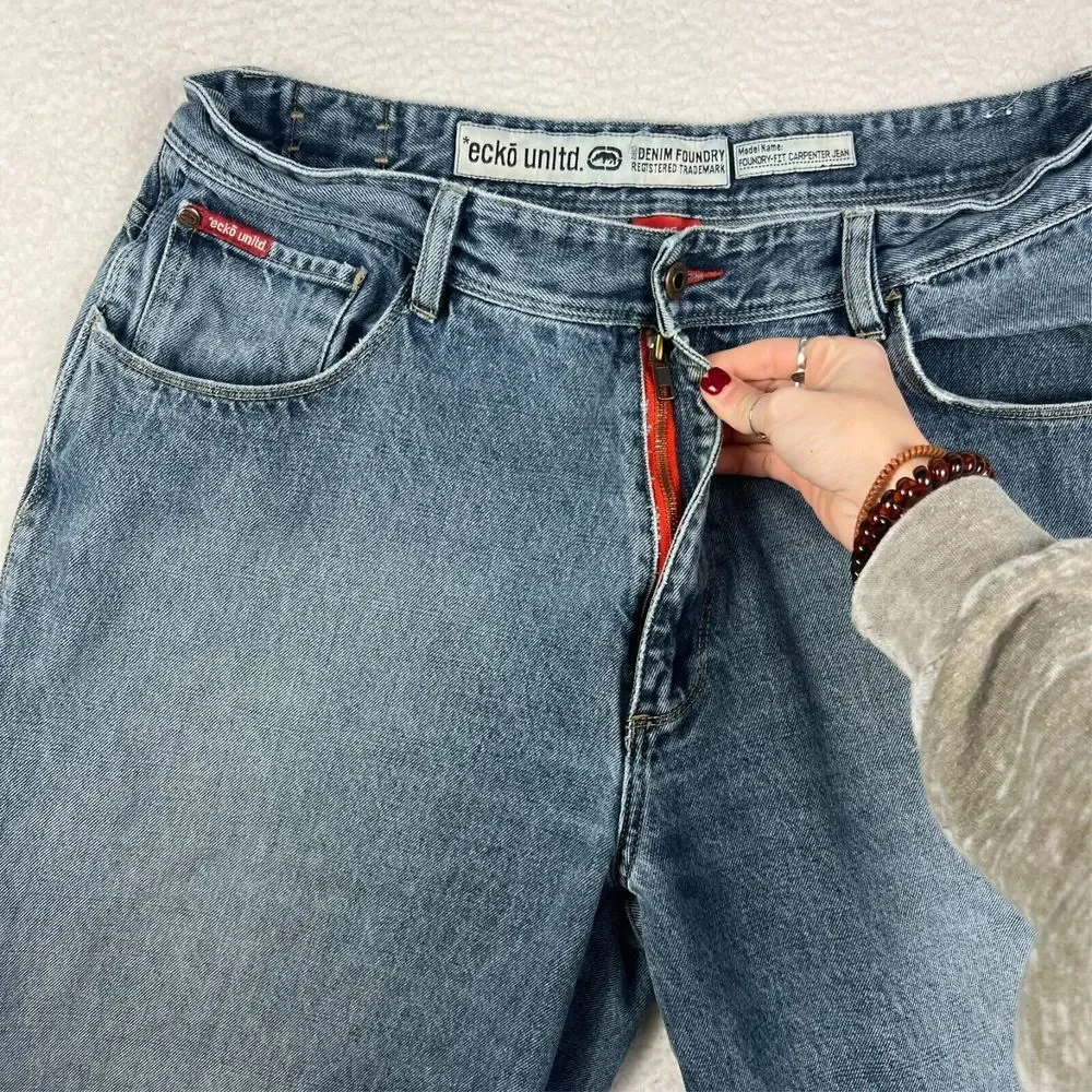Ecko Unltd Jeans Mens Sz 36 Carpenter Wide Leg Hip Hop Baggy 90s Skater Y2K‎